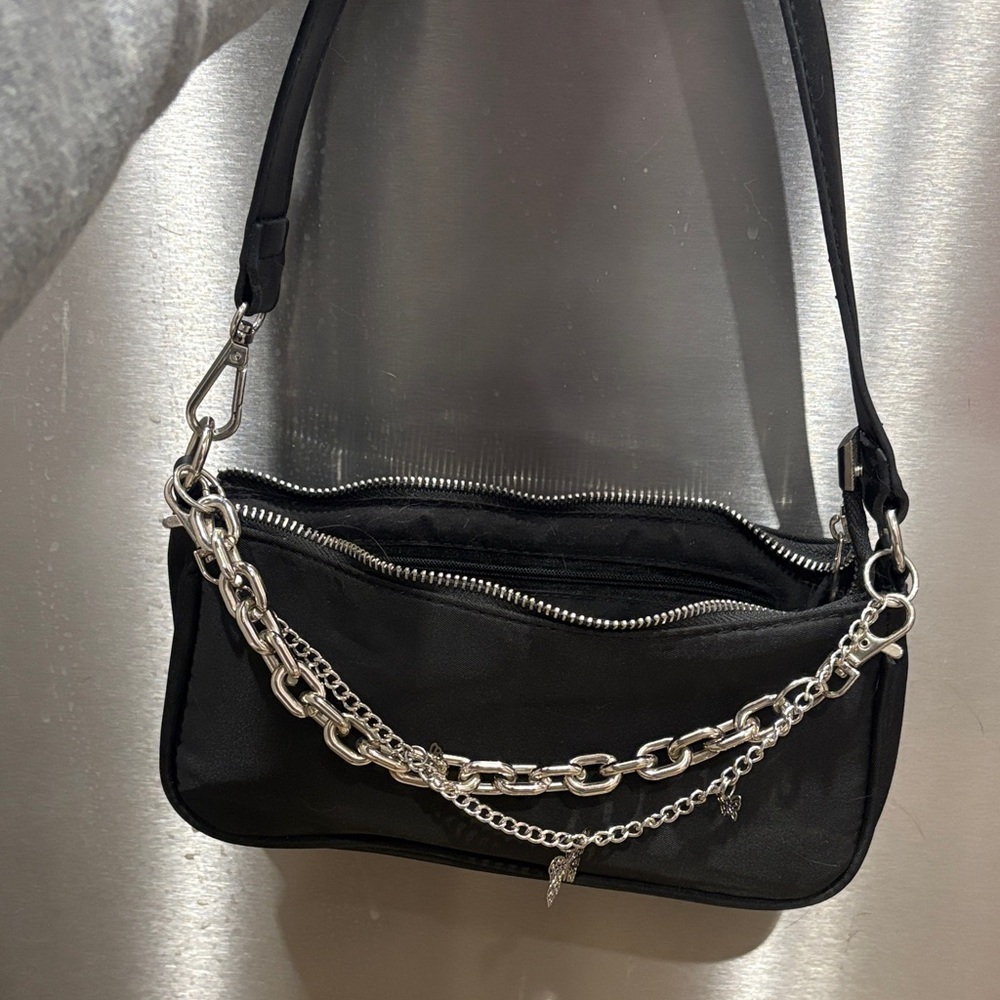 Black Ardene Butterfly Chain Shoulder Pouch Bag